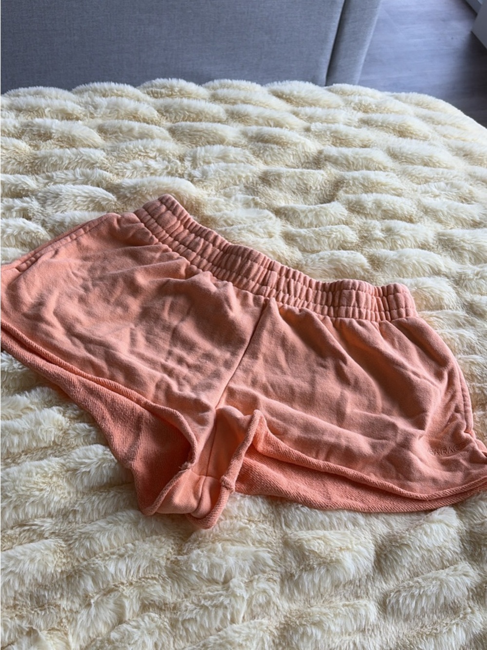 Orange garage shorty shorts